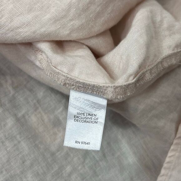 J. Jill Blouse Womens 4X Pink Cream Long Sleeve Pleated Linen Beaded Tunic Top - Picture 9 of 16